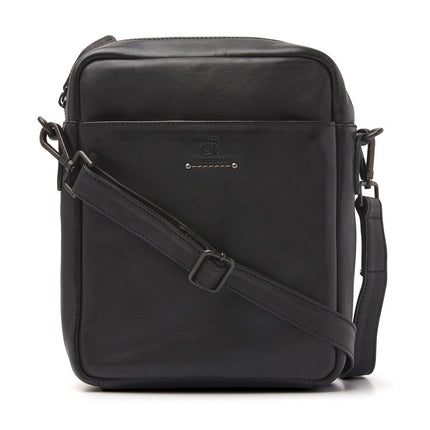 Schoudertas leer Tampa zwart