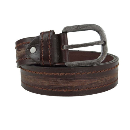 Leren riem bruin stiksel 4 cm