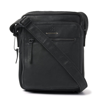 Reportertas Tampa zwart leer