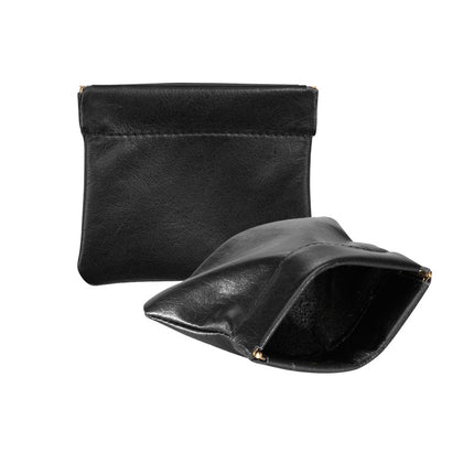 Knijpbeursje zwart leer