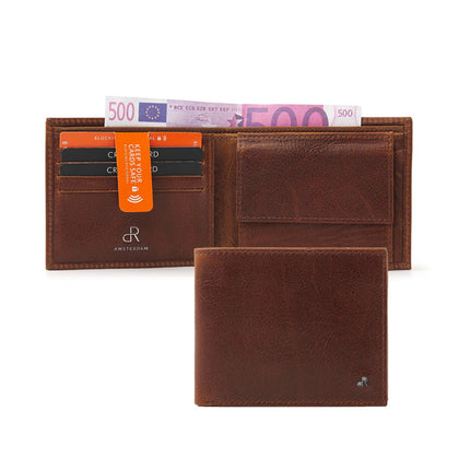 Portemonnee heren Milan cognac 4 cc