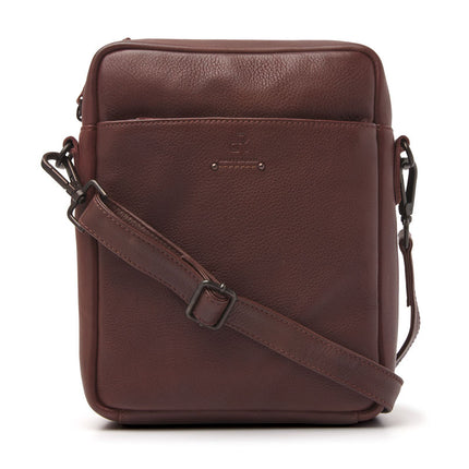 Schoudertas leer Tampa bruin