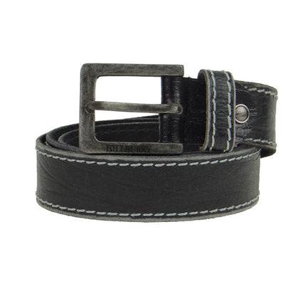 Leren riem zwart stiksel 4 cm